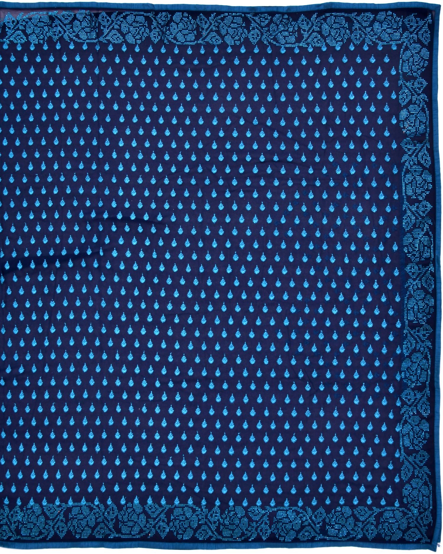 Peacock Blue Tone2Tone Embroidery Saree