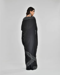 Black Satin Silk Saree