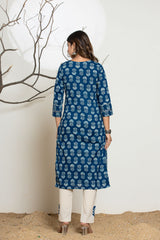 Indigo Blue Block Cotton Suit Set
