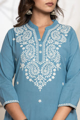 Aegan Blue Linen Suit Set