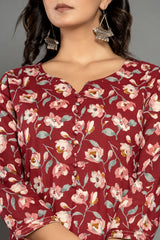 Garnet Marron Cotton Suit Set