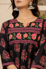 Jet Black Mughal Cotton Suit Set