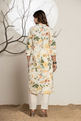 Vanilla Cream Y Neck Cotton Suit Set